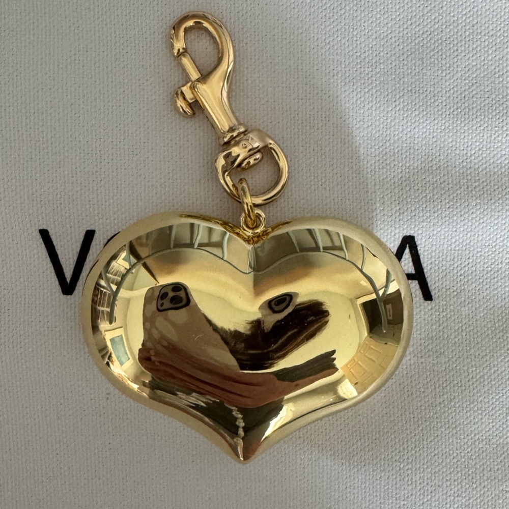 Clare V Mylar Heart Gold Keychain Bag Charm
